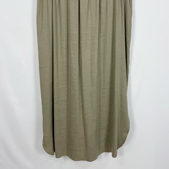 Vince Women's Linen Blend Cargo Shift Midi Dress Medium Sandbar Beige - Picture 9 of 14